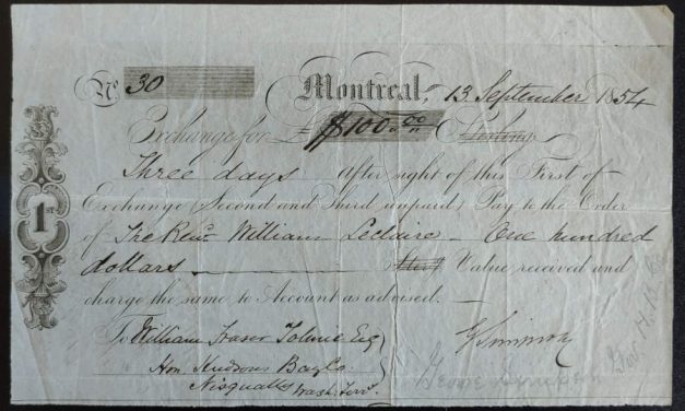 H.B.C. 13 Sep 1854 Simpson & Tolmie signed Promissory Note