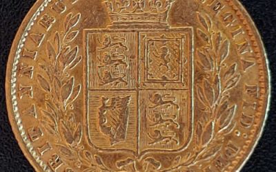 G.B./Colonial Canada F/VF 1862 QV Shield Gold Sovereign .2355 oz