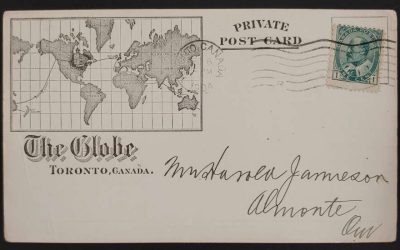 The Globe 30 Nov 1904 1c misperf Toronto advertising Postcard
