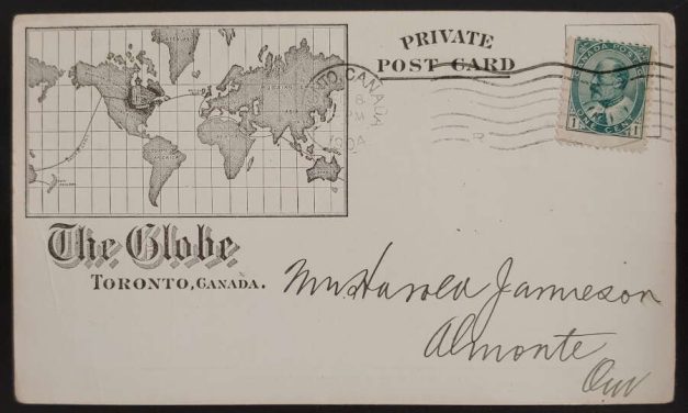 The Globe 30 Nov 1904 1c misperf Toronto advertising Postcard