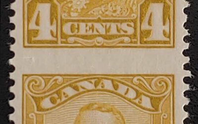 Canada #152c VFNH 1928 4c George V Perf by Imperf Pair