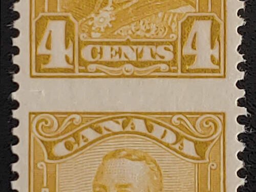 Canada #152c VFNH 1928 4c George V Perf by Imperf Pair