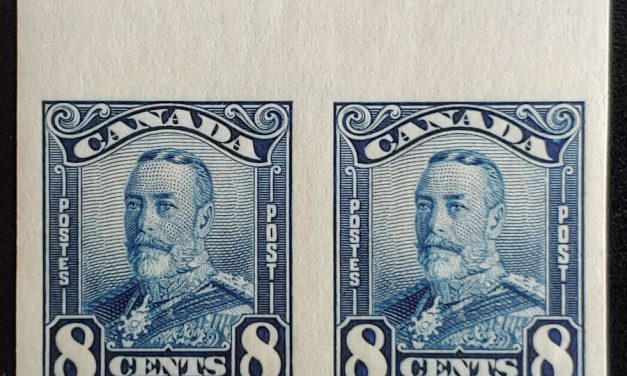 Canada #154a VFNH 1928 8c George V Imperforate Pair