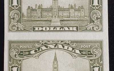 Canada #159a VF Mint one NH 1929 $1 Parliament Imperf Pair
