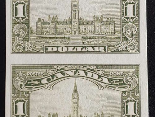 Canada #159a VF Mint one NH 1929 $1 Parliament Imperf Pair