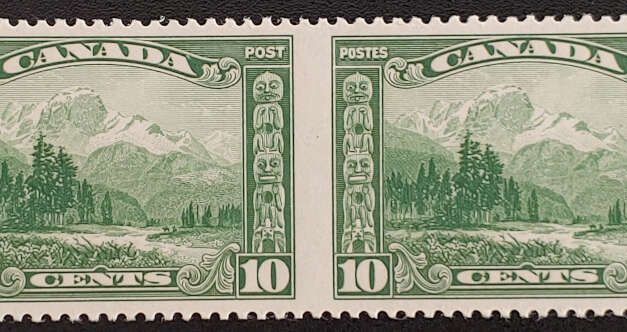 Canada #155b VFNH 1928 10c Perf by Imperf Pair, 250 made