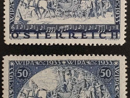 Austria #B110, B110 VF Mint 1933 regular and granite paper duo