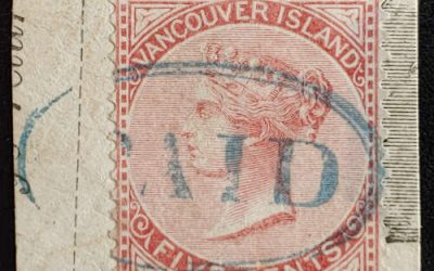 Vancouver Island #5 Fine Blue Paid Oval Used on piece