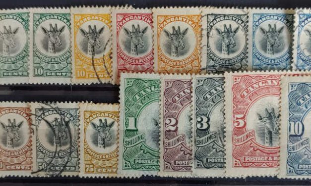 Tanganyika #10-27 mainly Mint 1922/1925 Giraffes, 75c