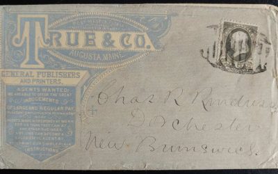 True & Co. Augusta fancy cancel 1c Advertising Cover to N.B.