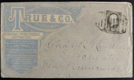 True & Co. Augusta fancy cancel 1c Advertising Cover to N.B.
