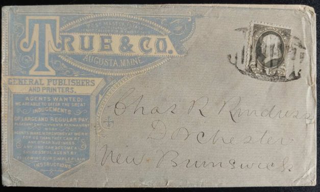 True & Co. Augusta fancy cancel 1c Advertising Cover to N.B.