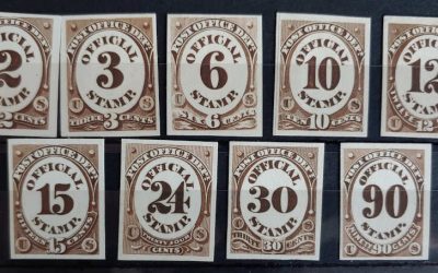 U.S.A. #O48TC4c-O56TC4c 1873 Trial Colour Proof Set (9)