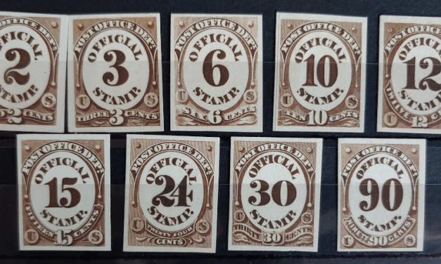 U.S.A. #O48TC4c-O56TC4c 1873 Trial Colour Proof Set (9)