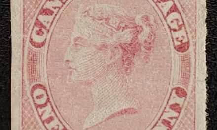 Canada #8 VF Unused 1857 1/2d Rose Imperforate