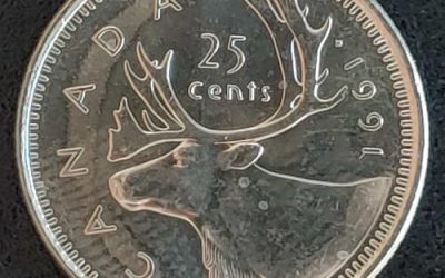 Canada BU 1991 low mintage QEII 25 Cents, 459,000 issued