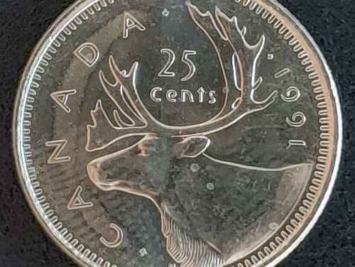 Canada BU 1991 low mintage QEII 25 Cents, 459,000 issued