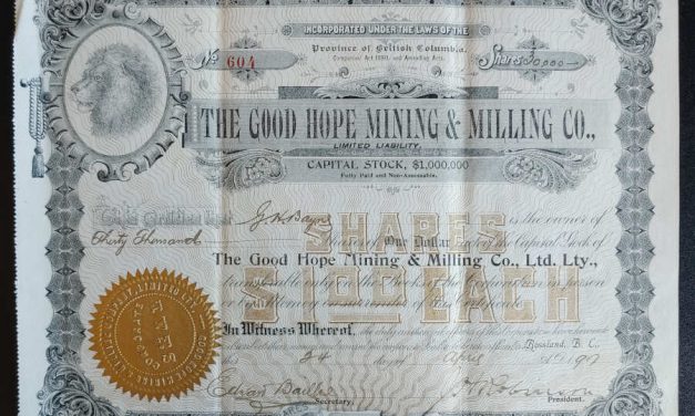 Rossland, Good Hope Mining & Milling 24 Apr 1907 Share Certificate