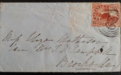 Canada #4 1852 3d Beaver Perth/Brockville Cover