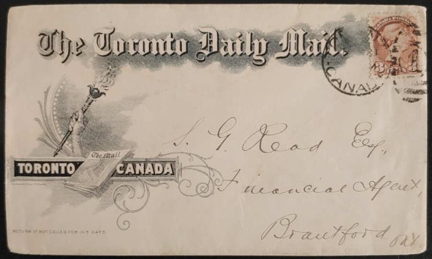 Toronto Daily Mail 21 Feb 1895 3c SQ Cover, ex Brigham