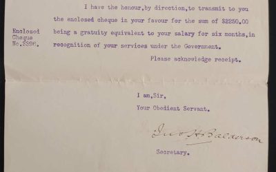 C.P.R. 27 Jan 1893 last payout letter to Marcus Smith