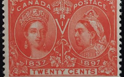 Canada #59 Fine Never Hinged 1897 20c Jubilee, Dot and Dash LL