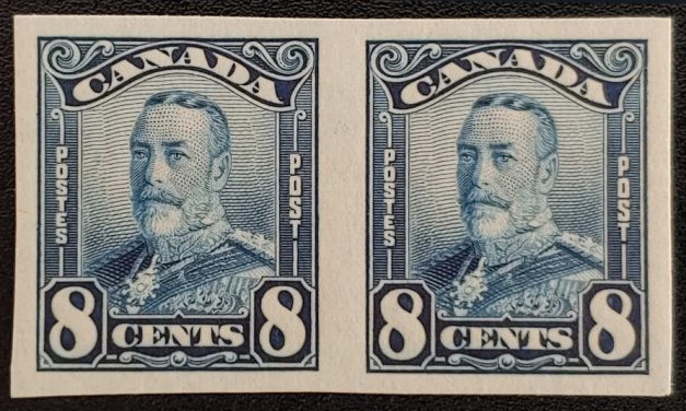 Canada #154a VFNH 1928 8c George V Imperforate Pair