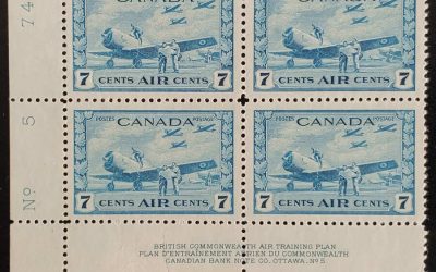 Canada #C8 VFNH 1942/43 7c LL PL 5 Block, fp on one (4)