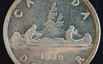 Canada Unc 1946 SWL George VI Voyageur Silver $1