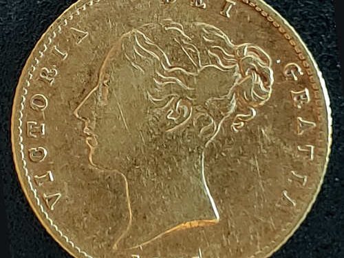 Australia Fine+ 1871S Queen Victoria shield type Gold Half Sovereign