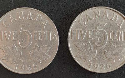 Canada ICCS VF20 1926 Far 6 George V 5 Cents