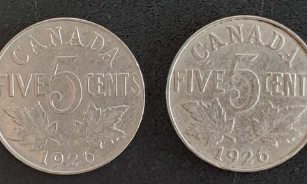 Canada VG 1926 Near & Far George V 5 Cents duo
