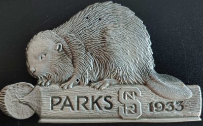 Saskatchewan 1933 5×3″ Aluminum Repousse Beaver Badge