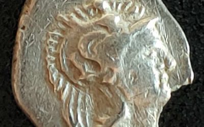 Greek Italy, Caelia 2nd C BC .78g Silver Trihemiobol w/ Athena etc
