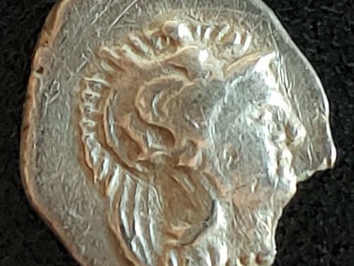 Greek Italy, Caelia 2nd C BC .78g Silver Trihemiobol w/ Athena etc