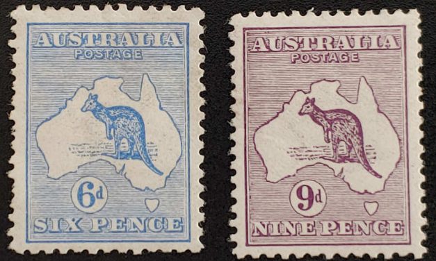 Australia #8-9 F/VF Mint 1913 ‘Roo duo US$300