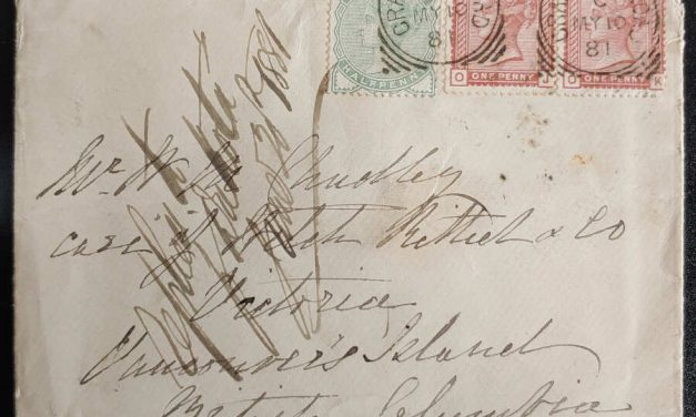 Incoming 1881 2.5d Cover to Victoria, Vancouver’s Island