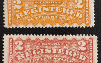 Canada #F1, F1b Fine Mint 1875 2c Registration shade duo