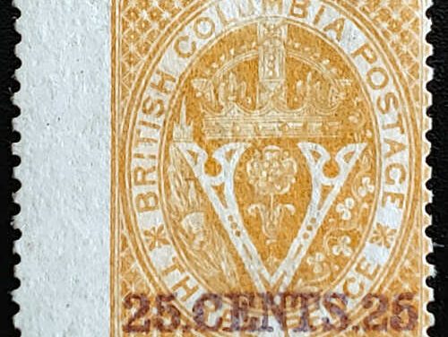 British Columbia #11 Fine Unu 1867/71 25c on 3d