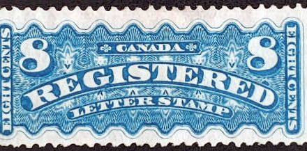 Canada #F3a Fine+ Unu 1876 8c Bright Blue RLS
