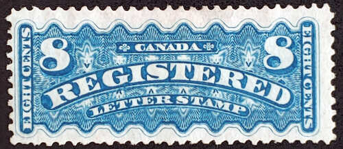 Canada #F3a Fine+ Unu 1876 8c Bright Blue RLS