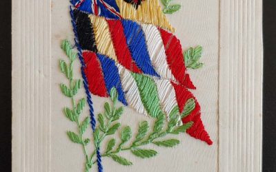 Merry Christmas unmailed Allied Flags French Silk Postcard