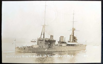 Battleship New Zealand at Vancouver 1913 Unu RPPC
