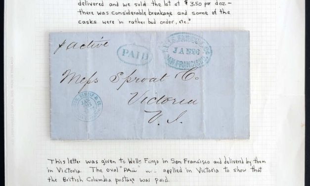 Wells Fargo 26 Jan 1867 Sproat & Co. F.L.S. to Victoria B.C. ex Wallace