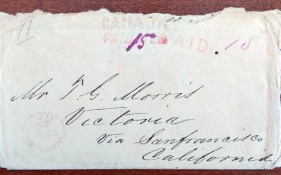 Arkona, U.C. 4 Oct 1859 Stampless Cover to Victoria, via SFR