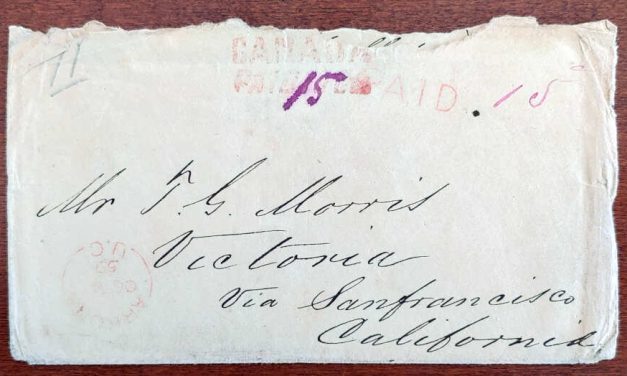 Arkona, U.C. 4 Oct 1859 Stampless Cover to Victoria, via SFR