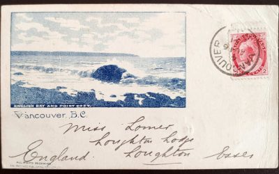 Vancouver, B.C. 16 Aug 1901 2c English Bay and Pt Grey Postcard to UK