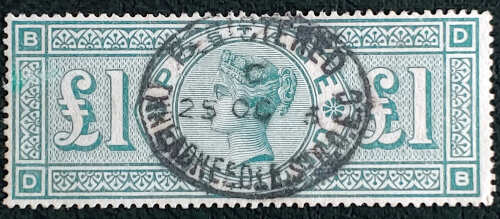 G.B. #124 Used Queen Victoria Pound Green