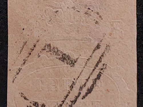 Natal #1 Fine Used 1857 3d Rose, embossed, rounding