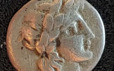 Sikonyia, Sikyon circa 350-320 BC .8gm 12mm Silver Obol w/ Apollo etc